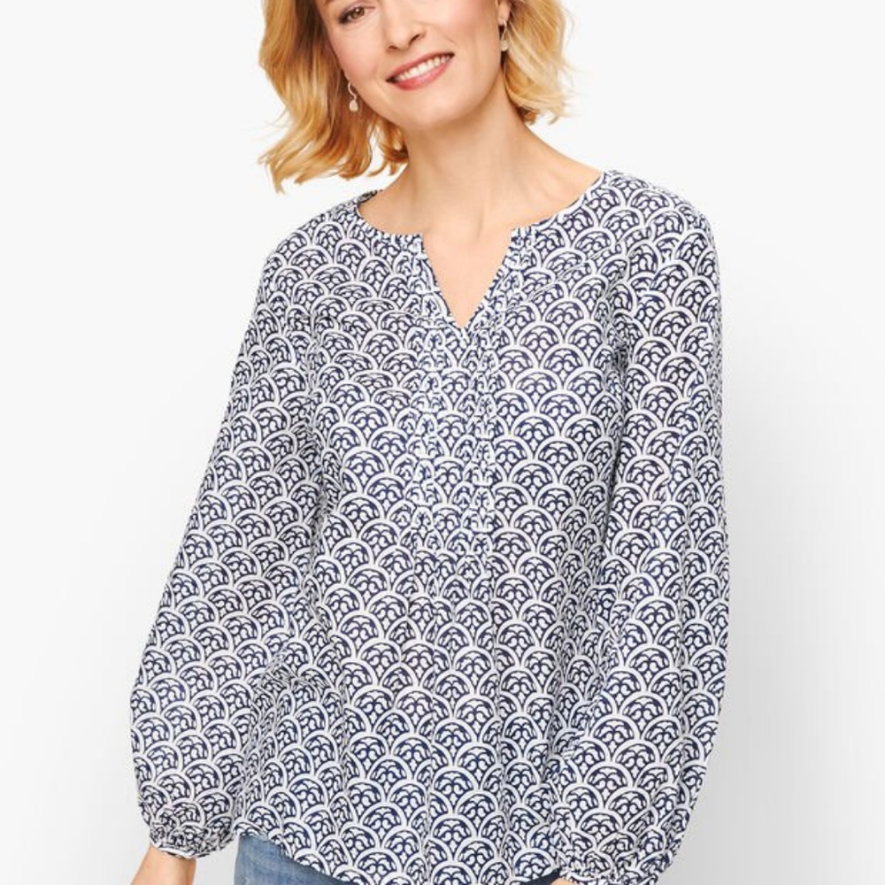 Talbots Split Neck Pintuck Top (3X Plus Petite)
